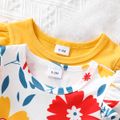 2-Pack Baby Girl 95% Cotton Ruffle Long-sleeve Floral Print Rompers Set Colorful