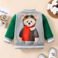 Baby Boy Bear Print Colorblock Long-sleeve Thermal Lined Jacket Grey image 2