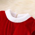 Christmas 2pcs Baby Girl Red Velvet Long-sleeve Bell Bottom snap Jumpsuit with Hat Set Red image 4