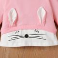 2pcs Toddler Girl Playful Rabbit Pattern Ear Design Pink Sweatshirt and Pants Set Pink image 4