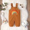 Baby Boy Rainbow Embroidered Corduroy Overalls YellowBrown image 2