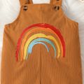 Baby Boy Rainbow Embroidered Corduroy Overalls YellowBrown image 4