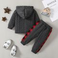 2pcs Baby Boy Red Plaid Spliced Imitation Knitting Long-sleeve Set Grey image 2