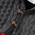 2pcs Baby Boy Red Plaid Spliced Imitation Knitting Long-sleeve Set Grey image 5