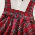 Toddler Girl Christmas Faux-two Plaid Splice Long-sleeve Dress Red image 4