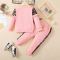 2pcs Toddler Girl Sweet Leopard Print Ruffled Pink Sweatshirt and Pants Set Pink image 2