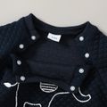 2pcs Baby Boy Elephant Graphic Long-sleeve Textured Top and Allover Print Pants Set Tibetanblue image 5