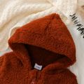 Baby Boy/Girl Brown Thermal Fuzzy Hooded Long-sleeve Zipper Jacket Brown image 4