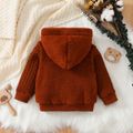 Baby Boy/Girl Brown Thermal Fuzzy Hooded Long-sleeve Zipper Jacket Brown image 3