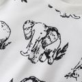 2pcs Baby Boy Allover Elephant Print Long-sleeve Sweatshirt and Sweatpants Set White image 5