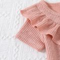 2pcs Baby Girl Solid Ribbed Ruffle Trim Short-sleeve Top & Shorts Set Pink image 4