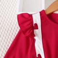 Toddler Girl Valentine's Day Heart Print Bows Design Mesh Splice Dres Red image 5