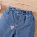 Baby Girl 100% Cotton Heart Embroidered Denim Pants Jeans Blue image 4