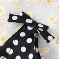 Toddler Girl Classic Polka dots Bowknot Design Sleeveless Belted Rompers BlackandWhite image 4
