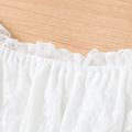 2pcs Toddler Girl Sweet Ruffle Denim Skirt and Lace Off Shoulder Tee Set White image 3