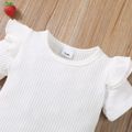 3pcs Baby Girl 95% Cotton Ribbed Ruffle Short-sleeve Top and Floral Print Romper & Headband Set Aqua image 5