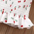 2pcs Toddler Girl Trendy 100% Cotton Ripped Denim Shorts and Smocked Off Shoulder Tee Set White image 4