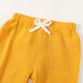 2pcs Toddler Girl/Boy 100% Cotton Basic Solid Henley Shirt and Pants Set Yellow image 4