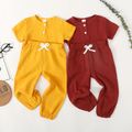 2pcs Toddler Girl/Boy 100% Cotton Basic Solid Henley Shirt and Pants Set Yellow image 2
