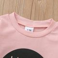 2pcs Baby Boy/Girl 95% Cotton Long-sleeve Letter Print Sweatshirt and Pants Set Light Pink image 2