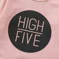 2pcs Baby Boy/Girl 95% Cotton Long-sleeve Letter Print Sweatshirt and Pants Set Light Pink image 3