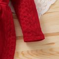 2pcs Solid Jacquard Long-sleeve Baby Set Red image 2