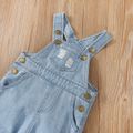 2pcs Baby Long-sleeve Cotton Knitted Sweater and Denim Overalls Set Champagne