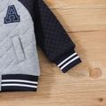 2pcs Baby Letter Patch Raglan Sleeve Cotton Jacket and Trousers Set Grey image 2