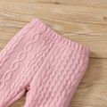 2pcs Baby Solid Imitation Knitting Ruffle Long-sleeve Cotton Top and Pants Set Pink image 5