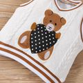 2pcs Baby Cartoon Bear Embroidered White Sleeveless Knitted Vest and Trousers Set Beige
