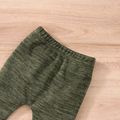 2pcs Baby Heathered Knitted Long-sleeve Cotton Zip Jacket and Trousers Set Green