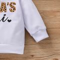 Leopard Letter Print Long-sleeve Baby Cotton Sweatshirt Pullover White