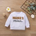 Leopard Letter Print Long-sleeve Baby Cotton Sweatshirt Pullover White image 2