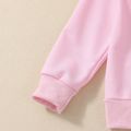 2-piece Kid Girl Cat Glasses Embroidered Ear Design Pullover Sweatshirt and Leopard Print Leggings Set Pink