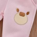 2-piece Baby Girl Animal Embroidered Pullover Sweatshirt and Elasticized Pants Set Pink