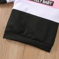 2pcs Baby Girl Letter Print Color Block Long-sleeve Sweatshirt and Trousers Set Pink