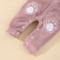 Baby Boy/Girl Cartoon Panda Print 3D Ears Hooded Splicing Pink Corduroy Long-sleeve Jumpsuit Pink