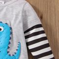 Baby Boy Cartoon Dinosaur Print Striped Faux-two Long-sleeve Jumpsuit Color block