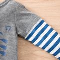 Baby Boy Cartoon Animal and Letter Print Striped Long-sleeve Jumpsuit Color block