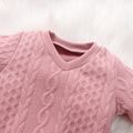 2pcs Baby Girl Imitation Knitting Long-sleeve Pullover and Ripped Jeans Set Pink image 3