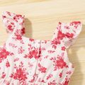 2-teiliges Baby-Overall mit Blumendruck, eckigem Ausschnitt und Flatterärmeln, Shorts mit Stirnband-Set rosa