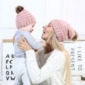 2-pack Butterfly Knit Beanie Hats for Mom and Me White