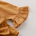 100% Cotton Solid Bowknot Decor Long-sleeve Baby Romper Ginger image 3