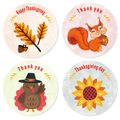 500Pcs Phone Scrapbooking Stickers Stationery Diary Notepad Laptop Labels Seal Happy Thanksgiving Turkey Cute Book Decoration Yellow image 3