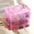 3-Tier Stackable Storage Container Box with 18 Compartments Plastic Craft Storage Box for Toy Beads Jewelry White image 4