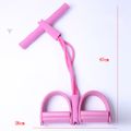 Multifunction Tension Rope Pedal Resistance 4-Tube Yoga Pull Rope with Foot Pedal Fitness Equipment for Abdomen Waist Arm Leg Stretching Slimming Training Pink