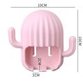 Cactus Toothbrush Holder Wall-Mounted Free Punch Tooth Brush Storage Rack Bathroom Accessories Pink image 2