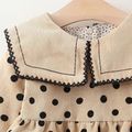 Baby Doll Collar Polka Dots Long-sleeve Corduroy Dress Khaki