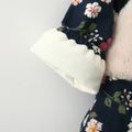 2pcs Floral Plush Lined Faux Fur Long-sleeve Baby Set Red