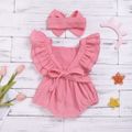 2pcs Crepe Solid Sleeveless Baby Romper Pink